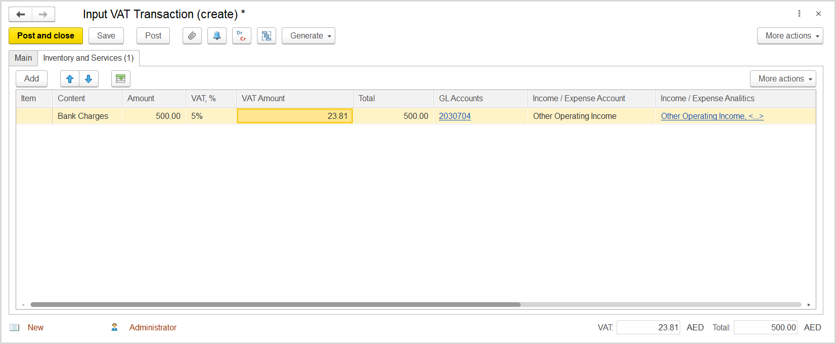 FirstBit User Guide > Case 1. VAT on bank charges > image2019-12-19_11-43-11.png
