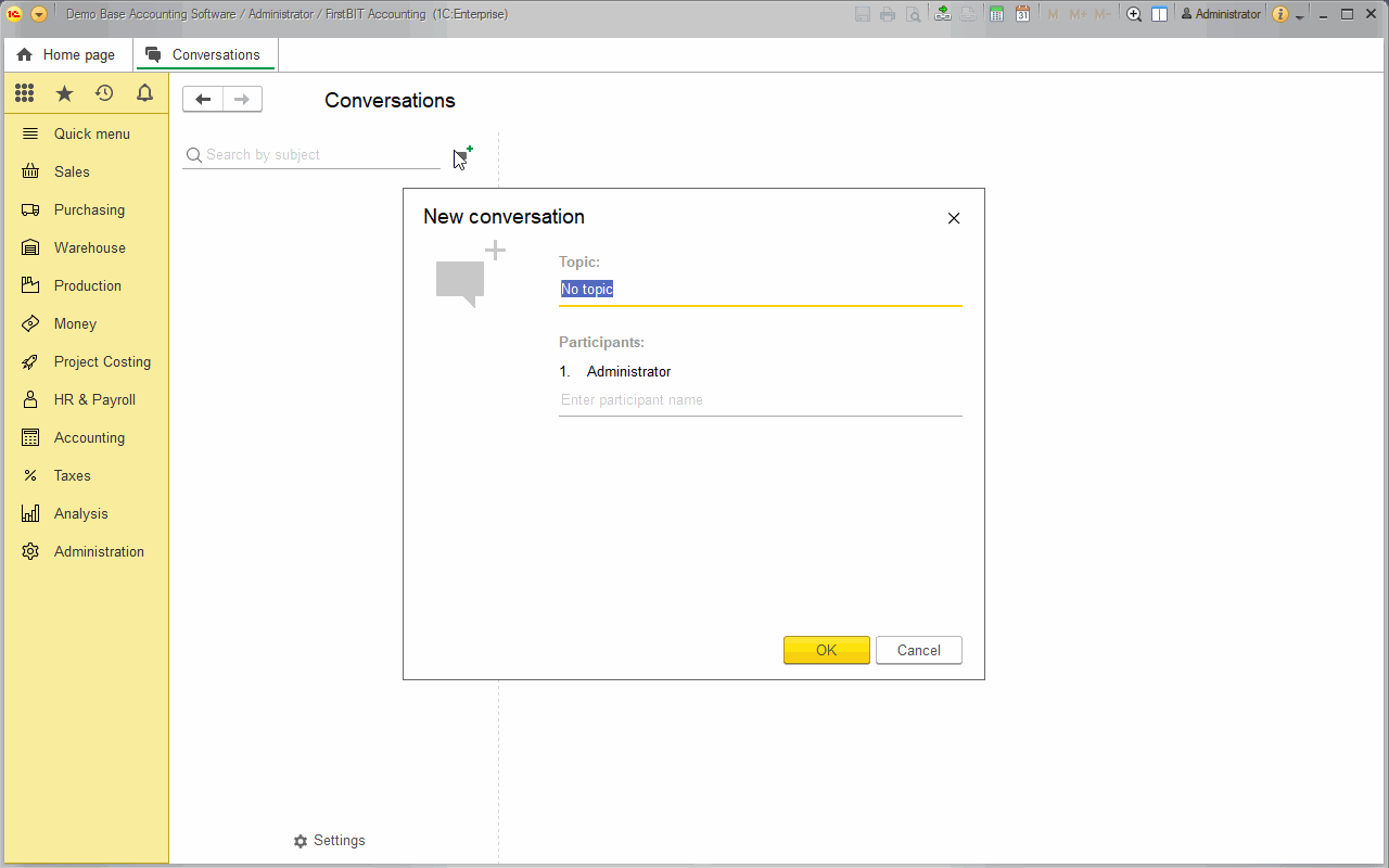 Admin user: chat creation