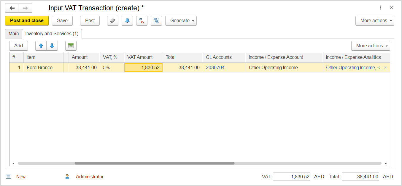 FirstBit User Guide > Case 10. Adjusting the recoverable VAT under the Capital Asset Scheme > image2020-4-1_19-2-55.png