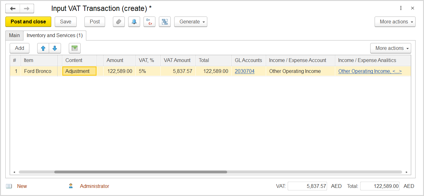 FirstBit User Guide > Case 10. Adjusting the recoverable VAT under the Capital Asset Scheme > image2020-4-1_19-2-8.png
